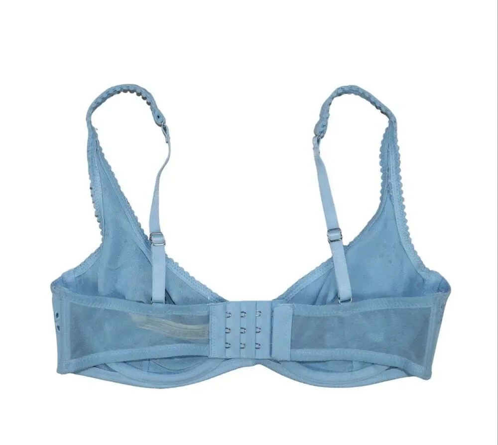Free People NWT size 34B Homegrown Eyelet Demi-Cup Underwire Bra Clear Sky